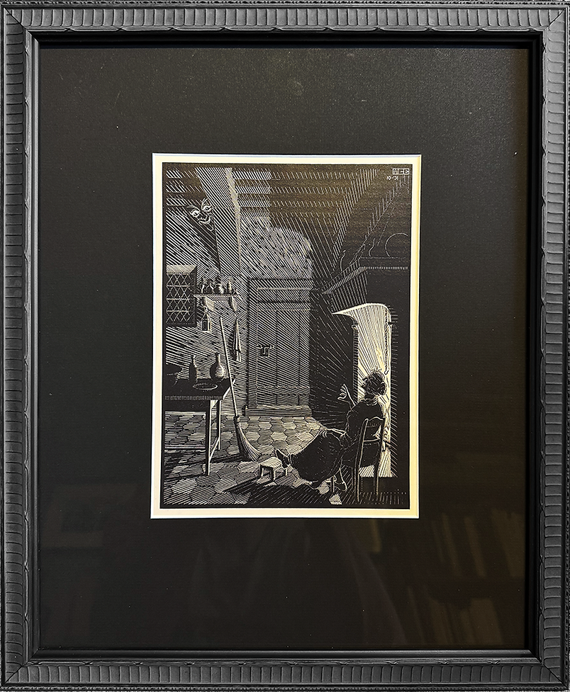 The Apparition (B.191) 1932 Woodcut from “Scholastica” (16”X 13 ⅝” framed)