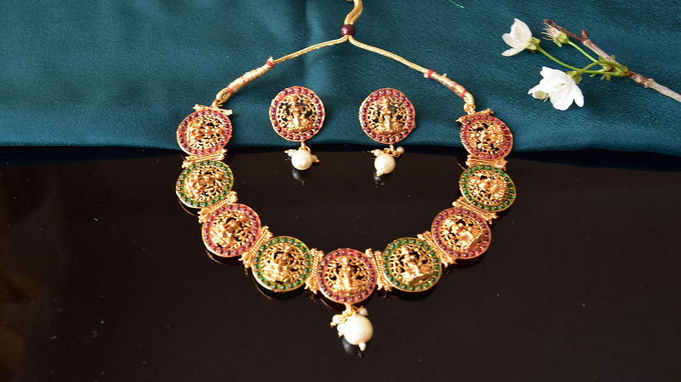 South Indian Temple Jewellery ,imitation necklace and earring set.jewellery