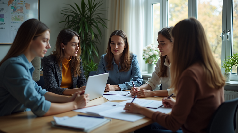 High angle view of a digital marketing team brainstorming