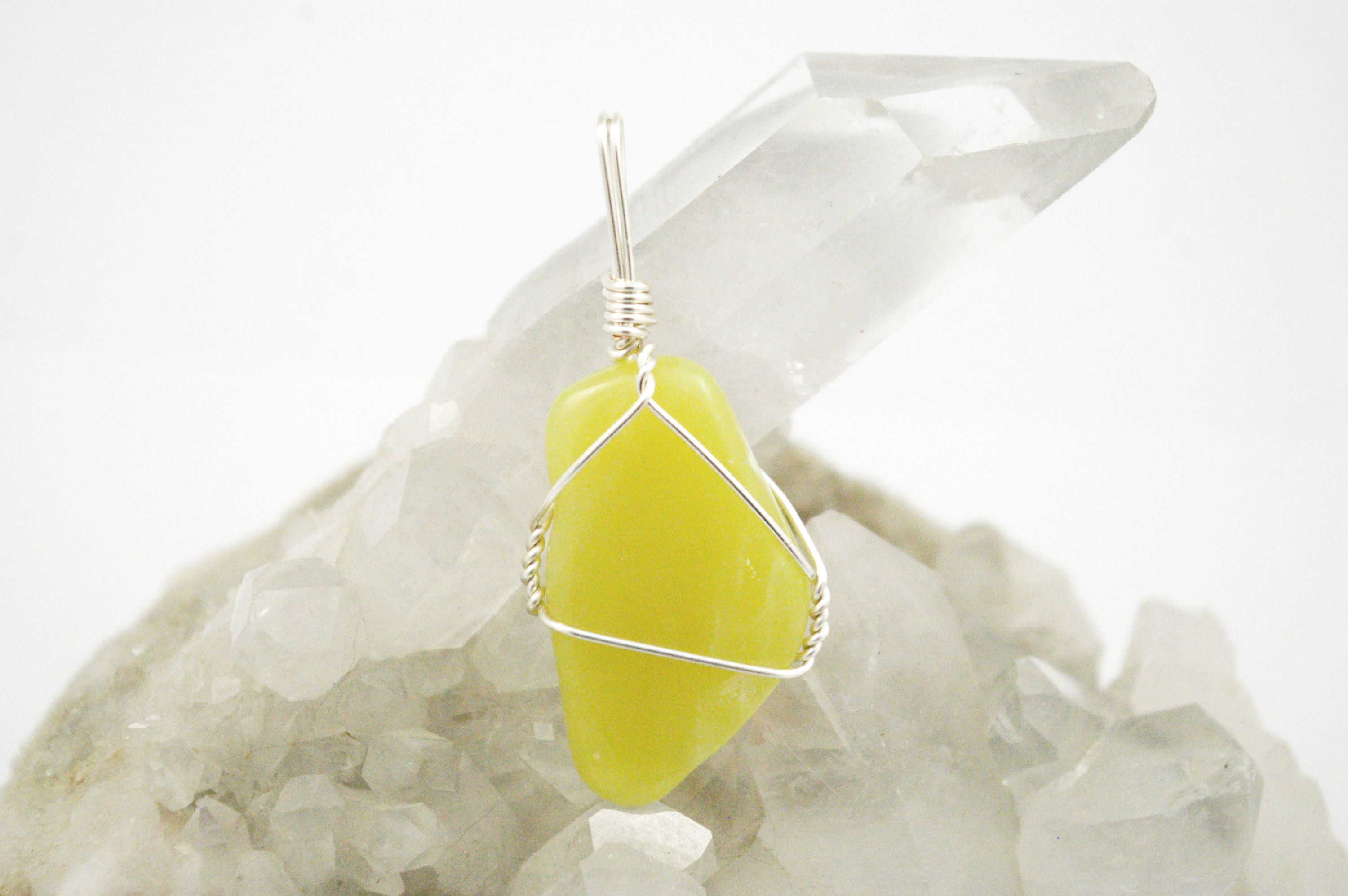 Yellow Green Polished Serpentine Pendant