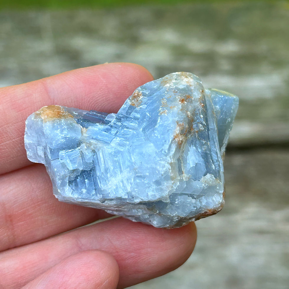 Natural Blue Calcite with soft sky-blue colour and deeper vibrant blue sections