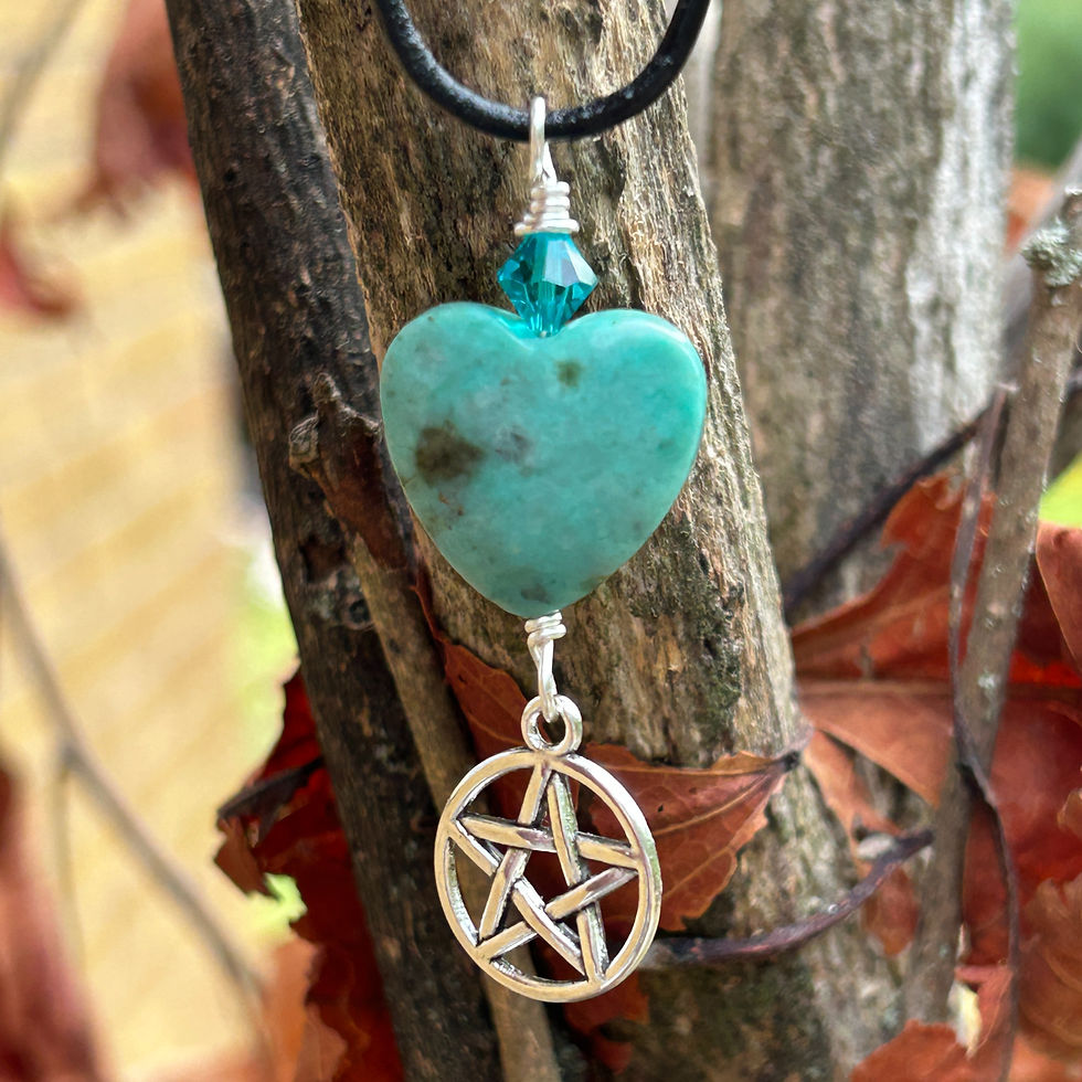African Turquoise aka Jasper Heart Pentacle water element pendant for support during life changes.