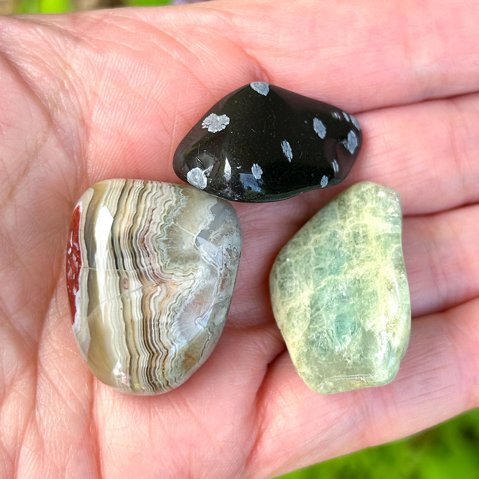 Block negative moods and anger crystal set for releasing stress and anger. 3 healing polished crystals.