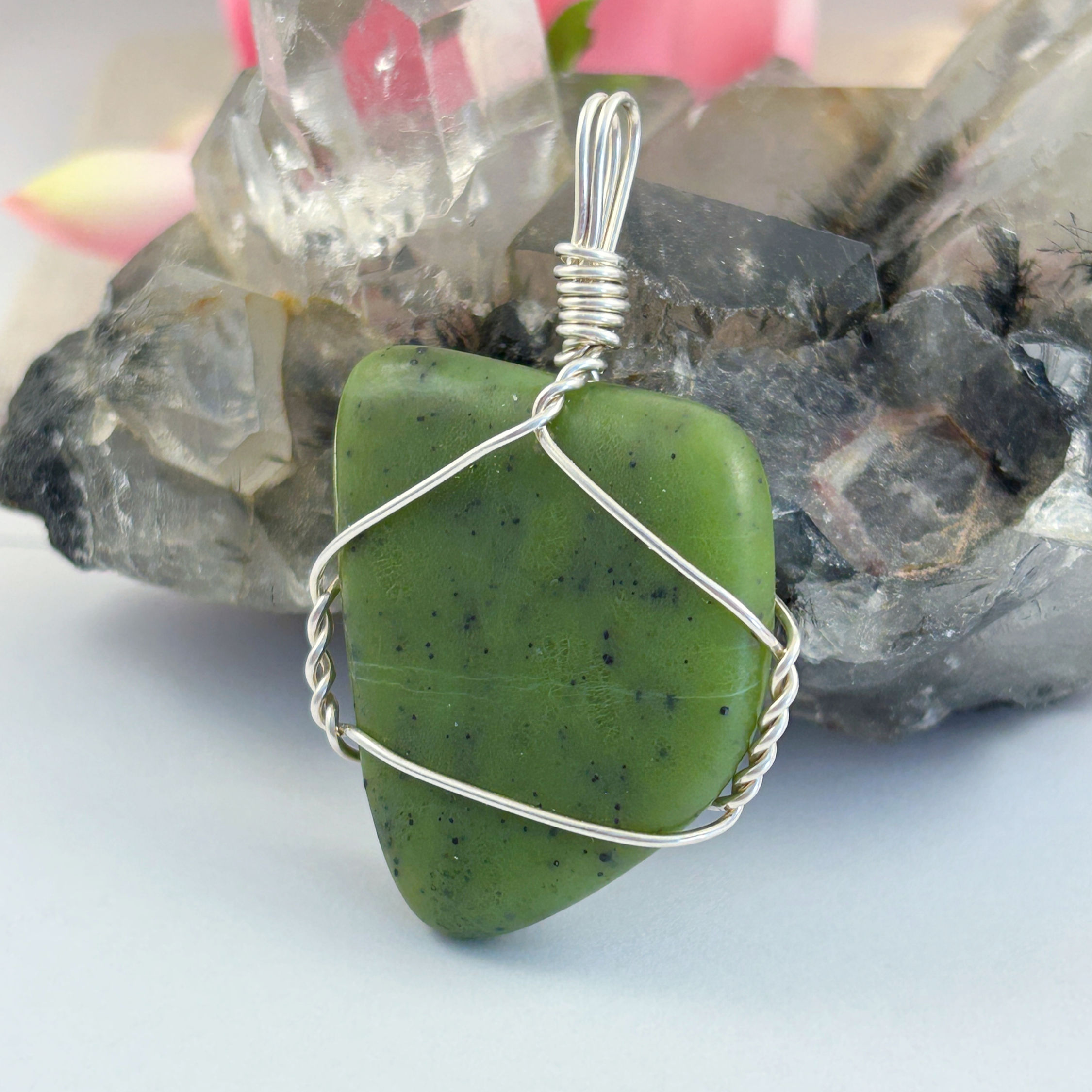 Canadian handcrafted Jade jewelry pendant for balance, compassion and self love.