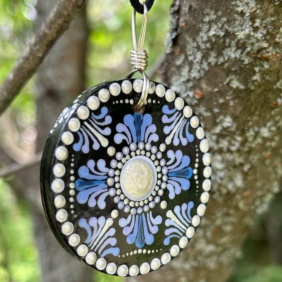 OOAK wearable handpainted art pendant by Vikki Soros in Canada at Wicked Stones. Dot art jewelry