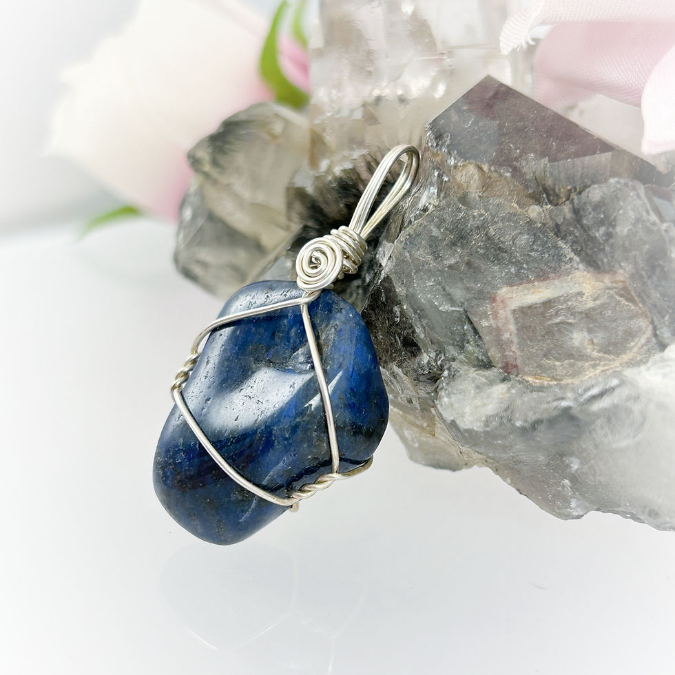 Thumbnail: Canadian handmade healing gemstone jewelry. Dumortierite powerful healing stone for inner strength and courage