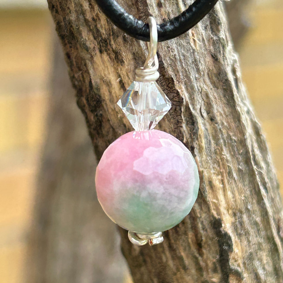 Candy jade mini healing crystal pendant for luck and abundance by Wicked Stones in Canada