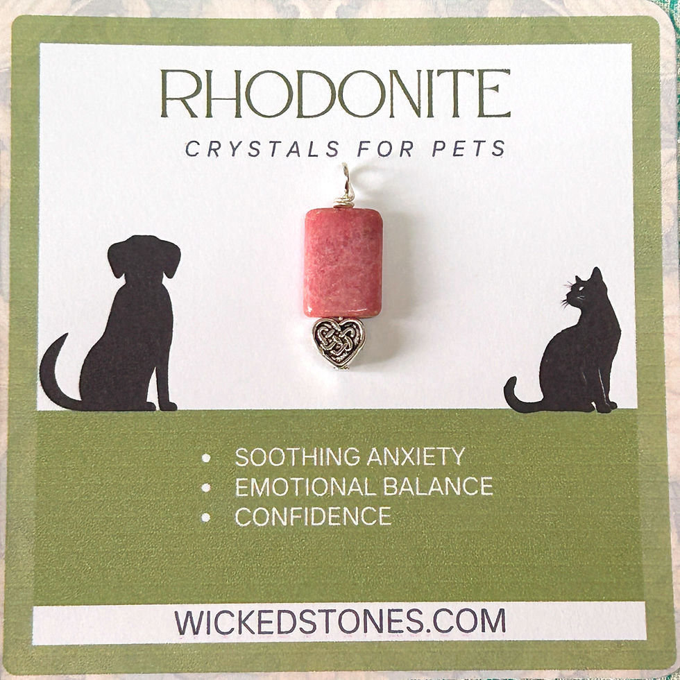 Handcrafted handmade Rhodonite crystal charm for cats and small dogs