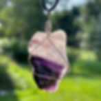 Banded thick amethyst healing crystal and sterling pendant made in Canada by Wicked Stones