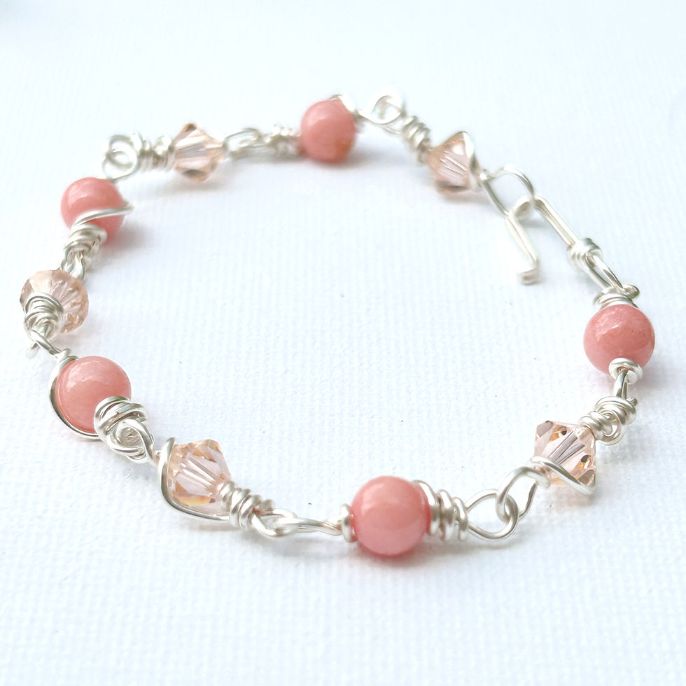 Thumbnail: Marble handmade wire wrap bracelet made by Wicked Stones healing crystals for calm and serene energy