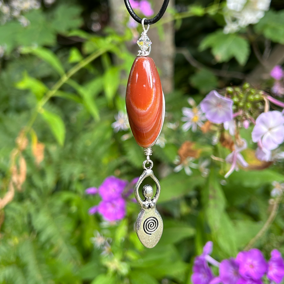 Carnelian Goddess Pagan witchcraft jewelry for inner strength and courage by Wicked Stones in Canada