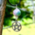 Candy Jade Pentacle Pagan jewelry necklace for luck and abundance by Wicked Stones