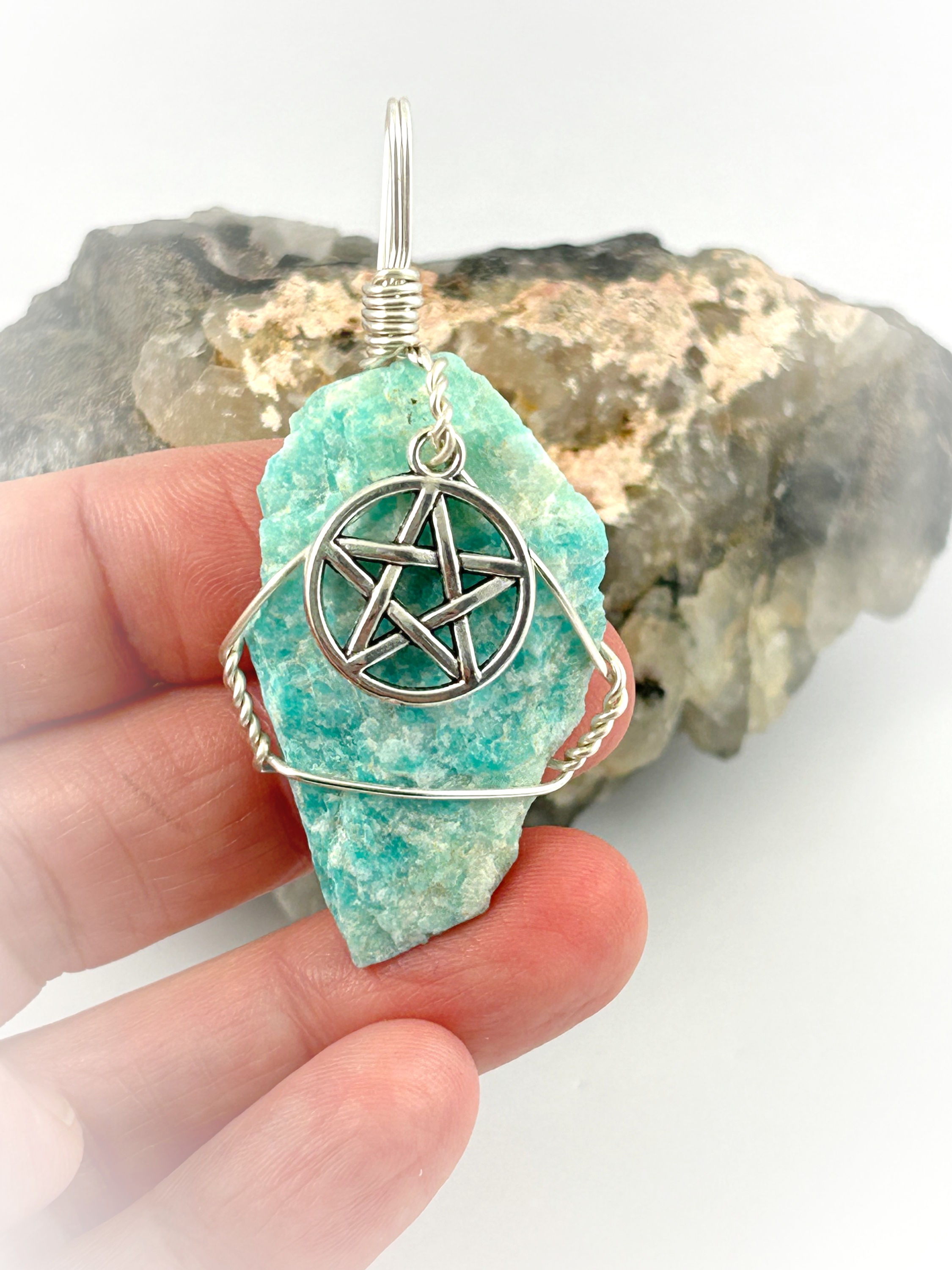 Amazonite ritual pagan jewelry made in Canada by wicked Stones.