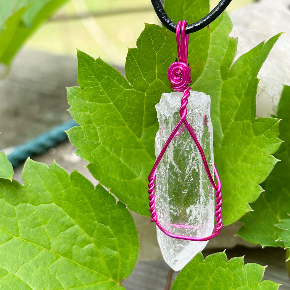 Thumbnail: Rediscover joy and positive energy wearing an Etched quartz crystal. Handmade healing crystal jewelry by Wicked Stones