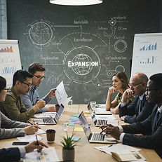 Consultants collaborating on global expansion strategies for businesses.