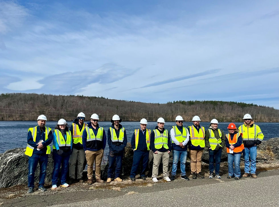 Students in the Basic Treatment Training course in Spring 2023 pose with MWWA Training Coordinator/Course Instructor Dan Laprade and Commission staff at Cobble Mountain Reservoir.