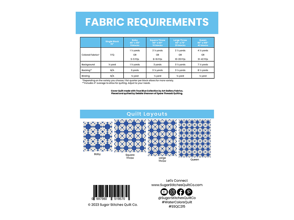 Thumbnail: Water Colors Quilt Pattern - PDF