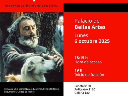 Para celebra el 25 aniversario de “Amores perros” con una proyección especial en el Palacio de Bellas Artes