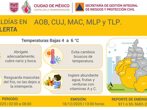 Se activa Alerta Amarilla por pronóstico de temperaturas bajas para la madrugada y mañana del viernes