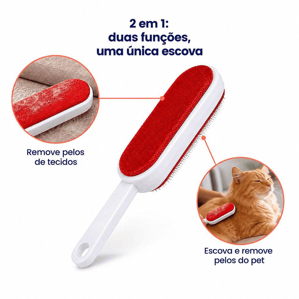 Miniatura: Escova Removedora de Pelos Autolimpante — 2 em 1 para Pets