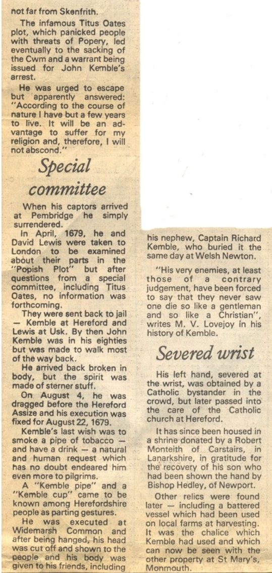 Saint John Kemble South Wales Argus 14-8