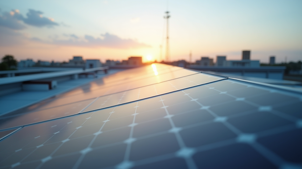 Eye-level view of solar panels installed on a commercial rooftop