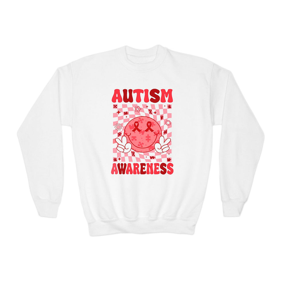 Checkered Smiley Face Autism Awareness Youth Sweatshirt
