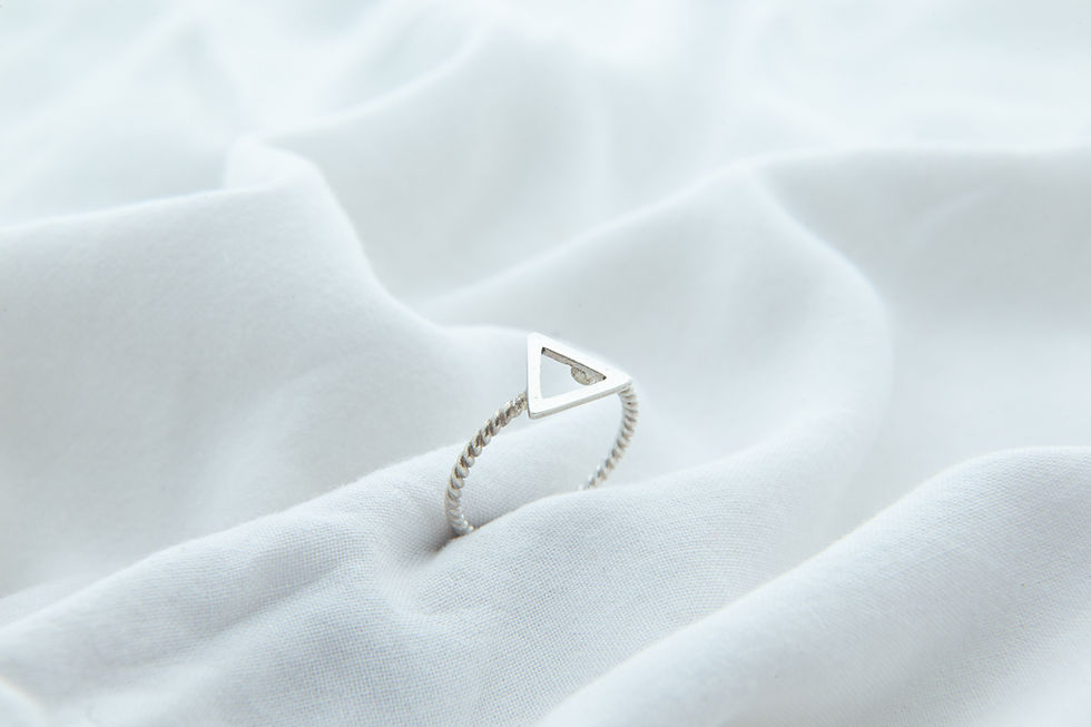 anel triângulo mais prata