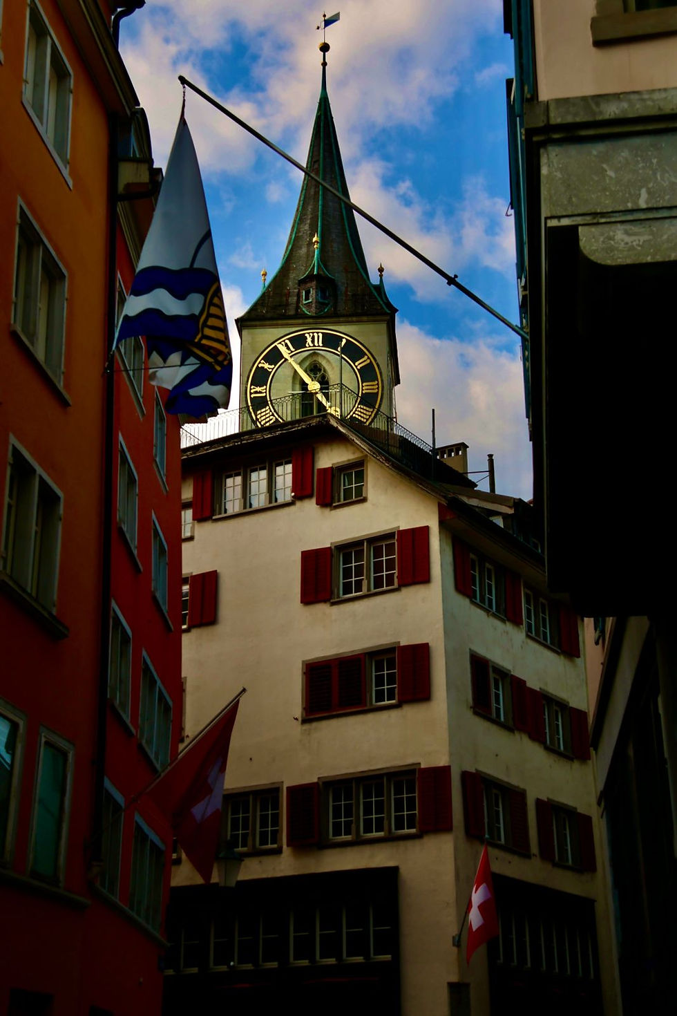 Clock tower of St. Peter's Church in Zurich