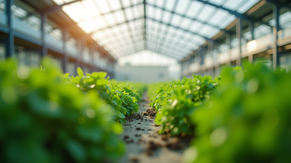 eye-level view of a modern smart home farm with green plants