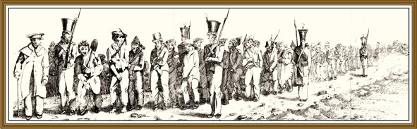 Convict group with soldiers early 1800s
