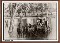 1800s horse and cart with passengers