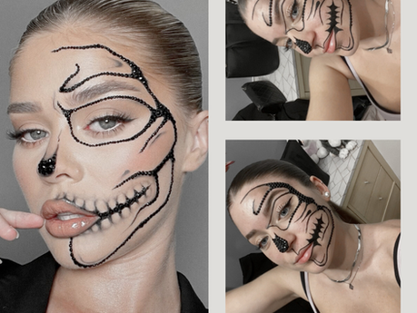 De la inspiración al resultado: mi versión de maquillaje de calavera con brillantes 💀✨