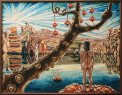 #469 - EN ANNEN VERDEN - olje på panel 89X116 -1975