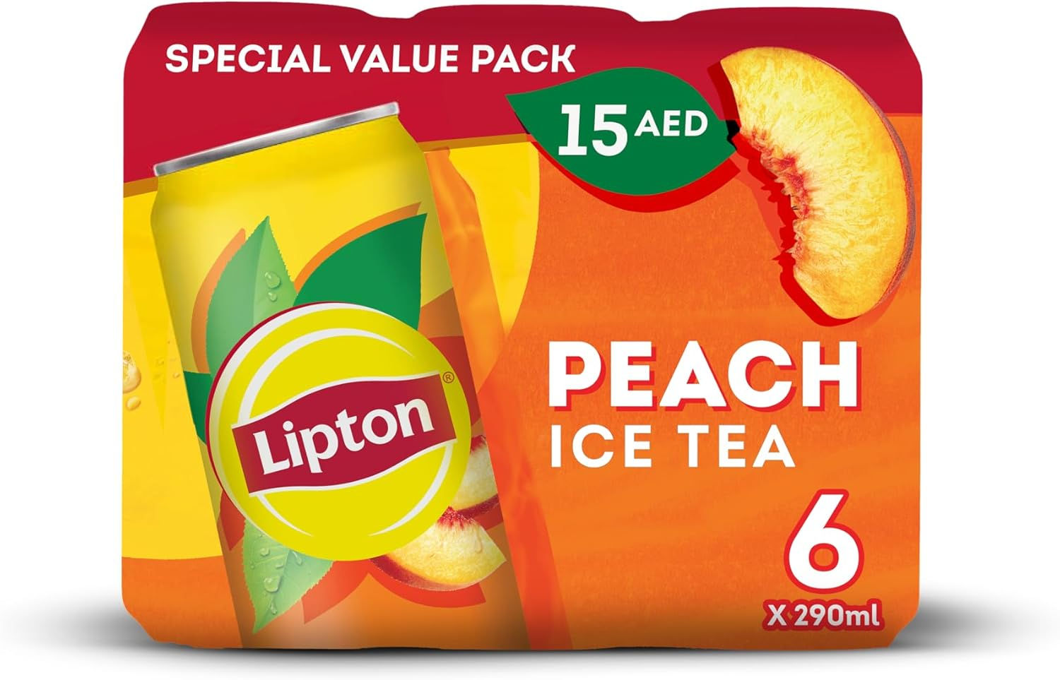 Lipton Peach Ice Tea 6x290ml Low Calorie Drink
