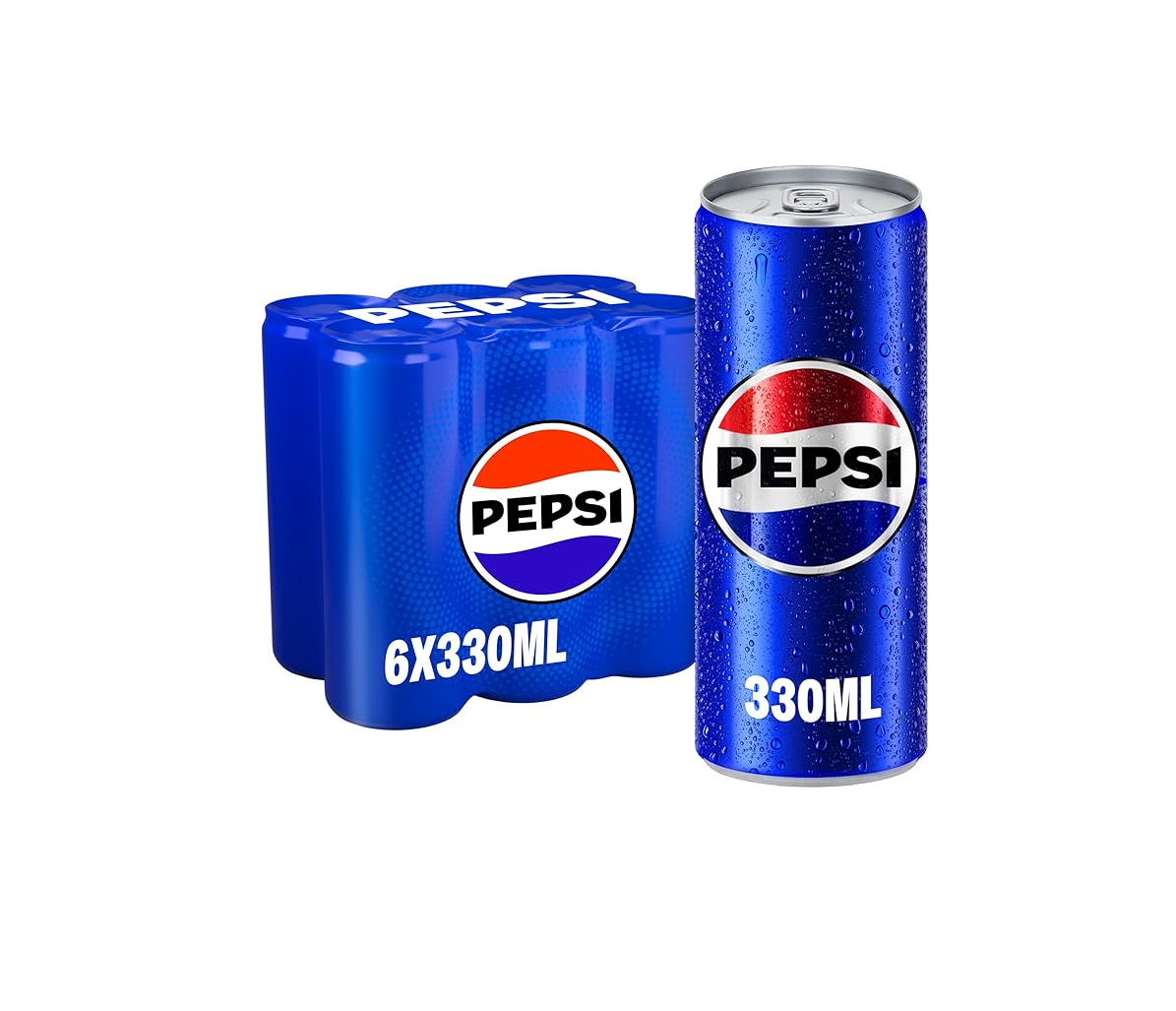 Pepsi Pepsi, Carbonated Soft Drink, Cans, 330ml Pack Of 6