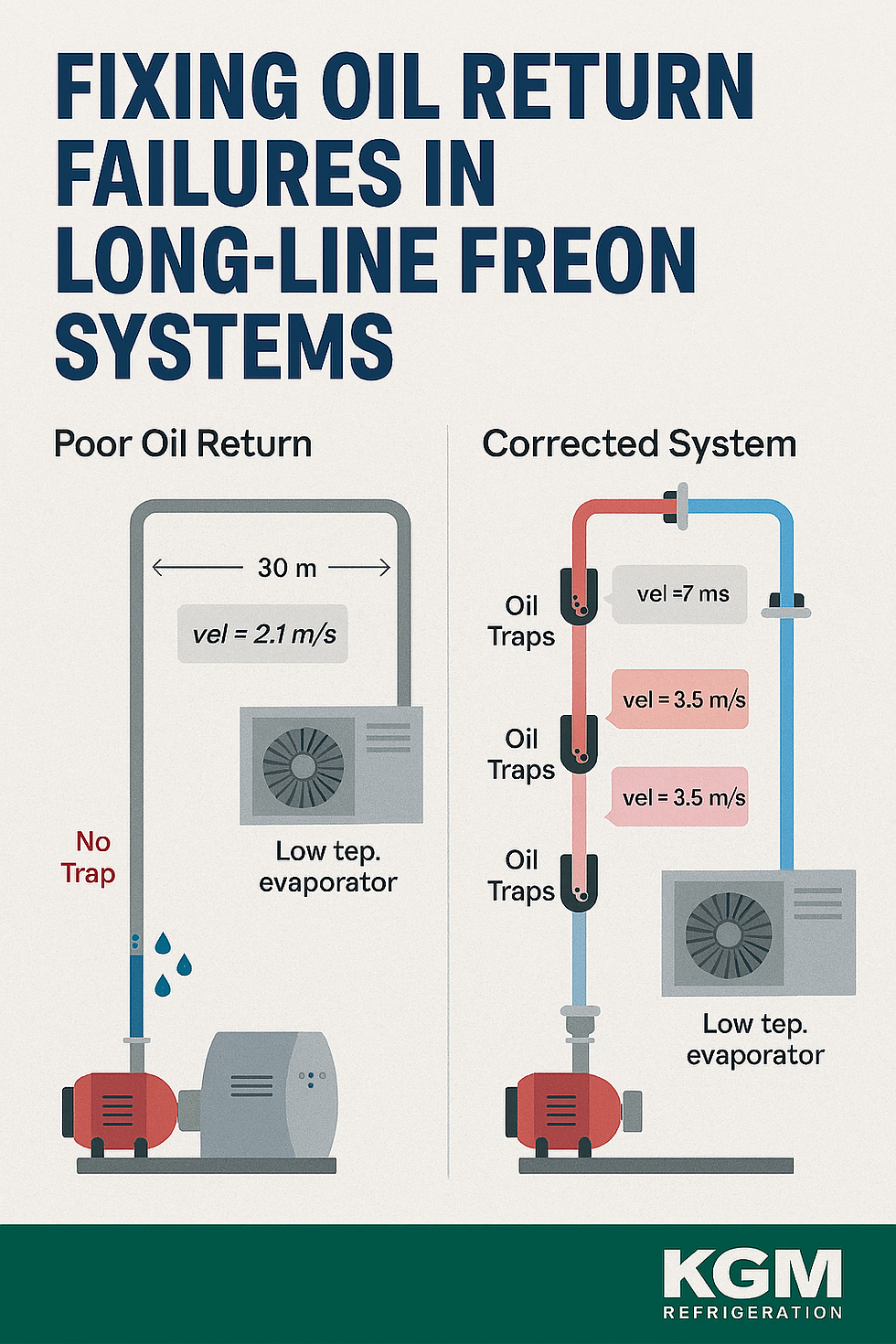 Why Oil Return Fails in Long-Line Freon Systems — And How to Fix It