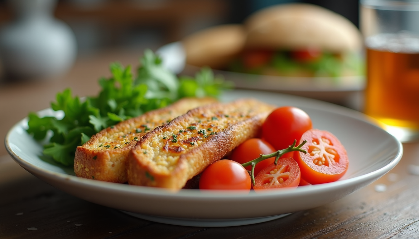 A vibrant plate of protein-rich foods beneficial for dopamine production.