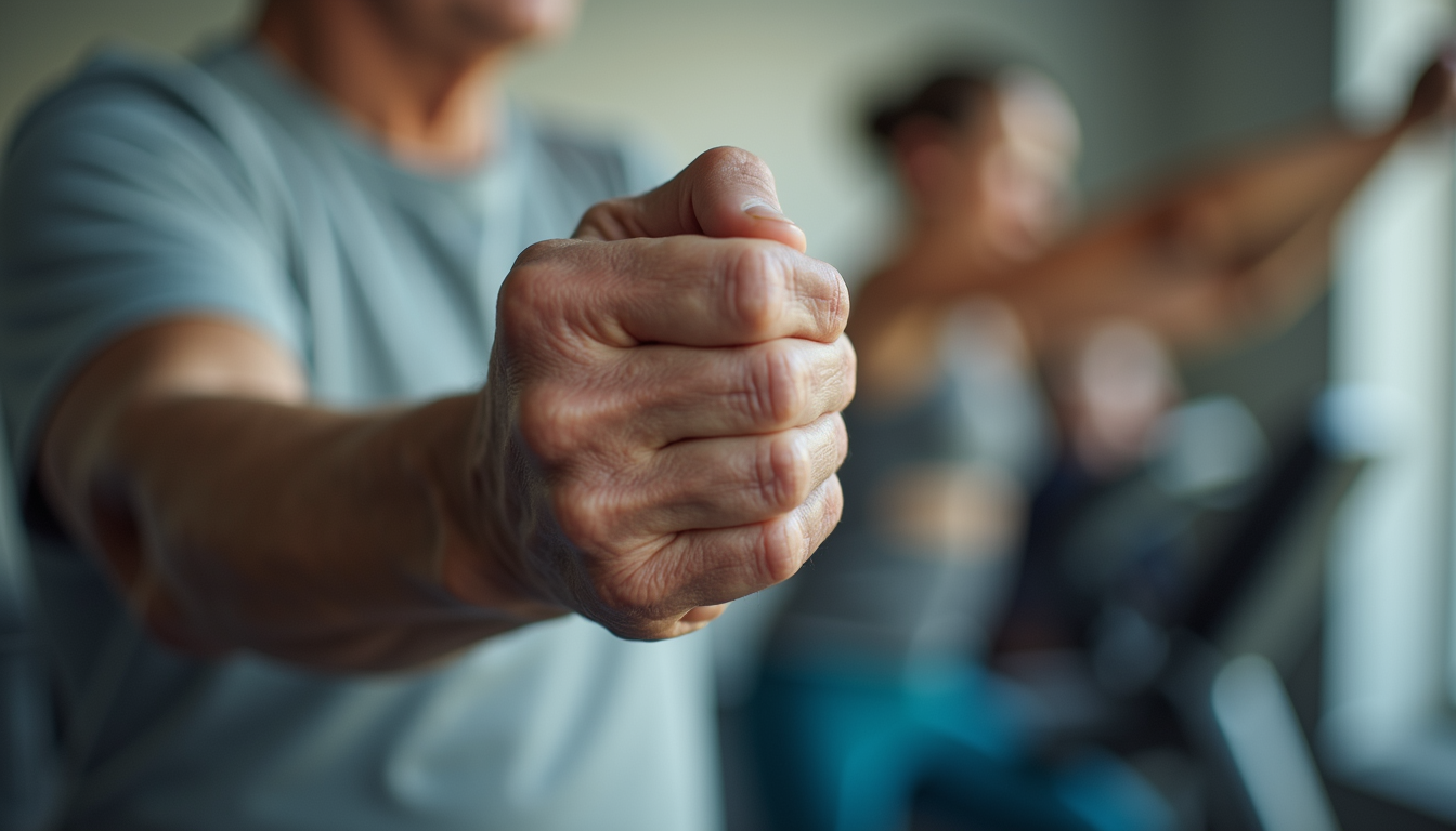 An older adult engaging in physical activity to boost dopamine levels.