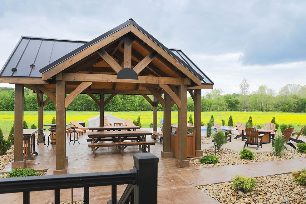Pavilion with Barstools & Picnic Tables