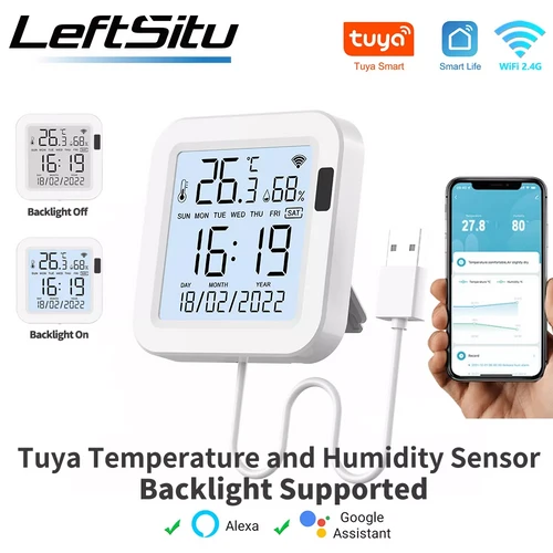 Умный ЖК датчик температуры и влажности WiFi+USB | wifi-teplo