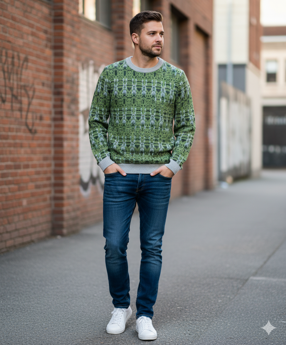 Knitted crew neck sweater