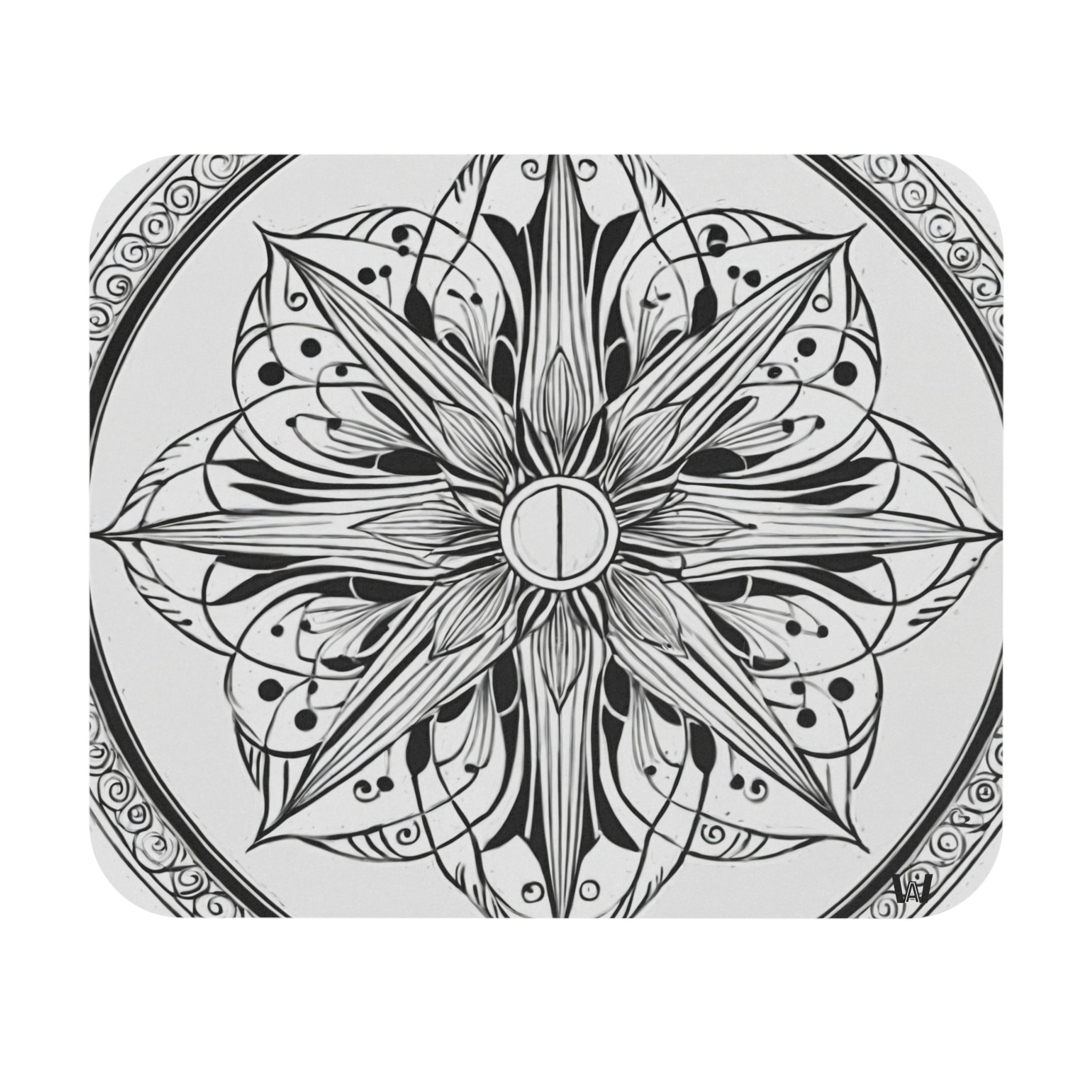 Black & White Floral Mandala Mouse Pad | Desk Mat for Home Office