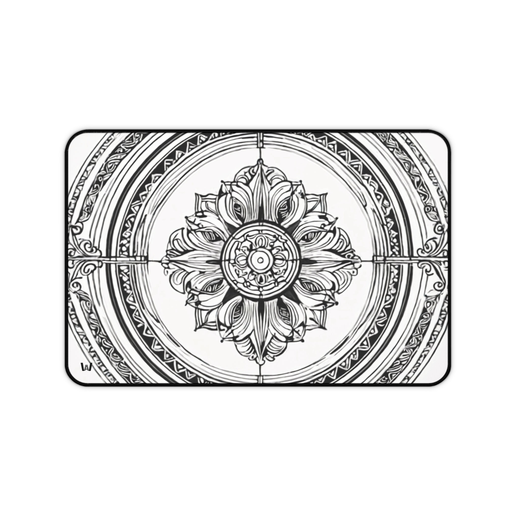 Elegant Black and White Desk Mat | Mandala Design, Line Art Design, Home Office 