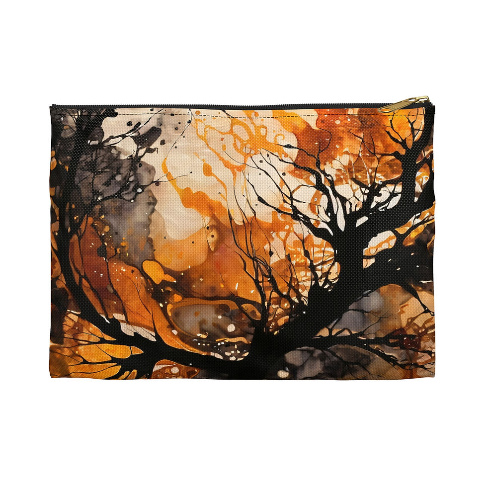 Thumbnail: Autumn Ink Splash Accessory Pouch | Orange & Black Zip Pouch