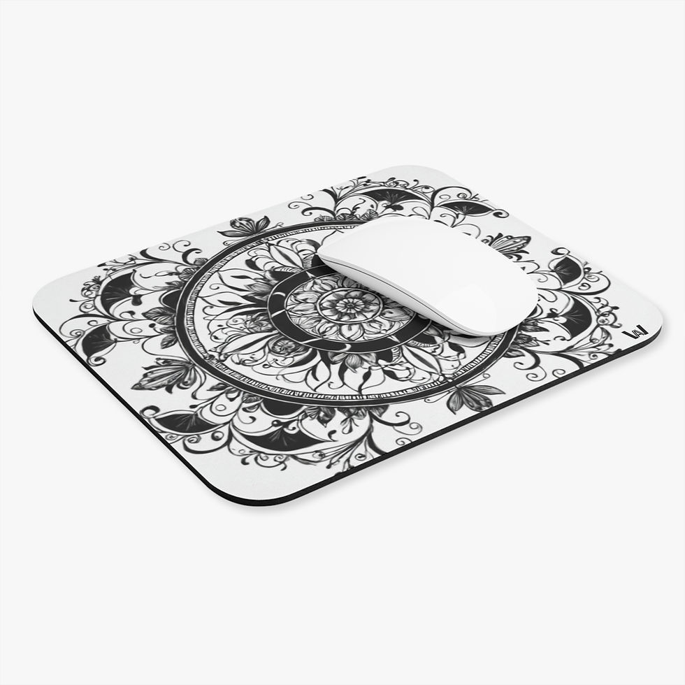 Thumbnail: Monochrome Mandala Mouse Pad | Black & White Floral Desk Mat