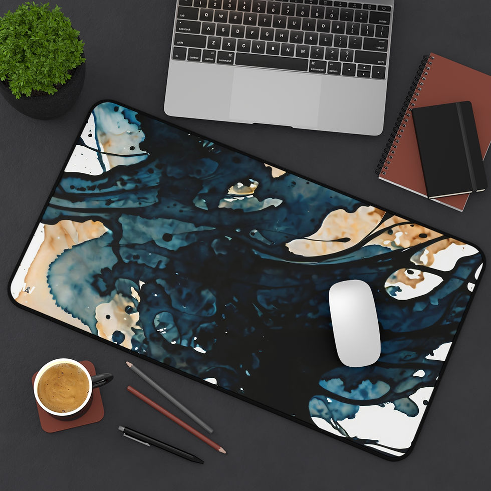 Thumbnail: Abstract Ocean Ink Desk Mat