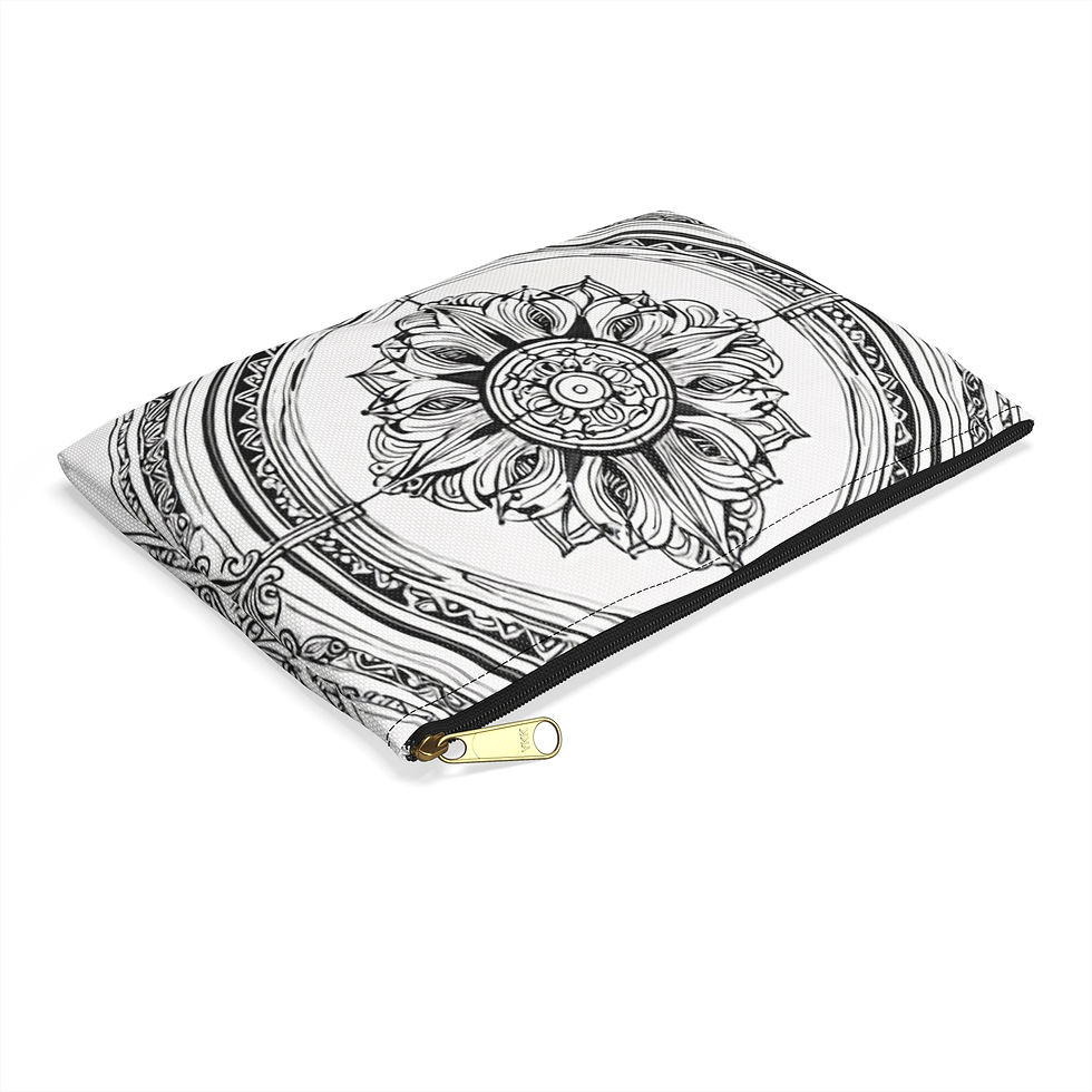 Thumbnail: Floral Mandala Accessory Pouch | Artistic Makeup Bag, Gift for Her, Boho Style 