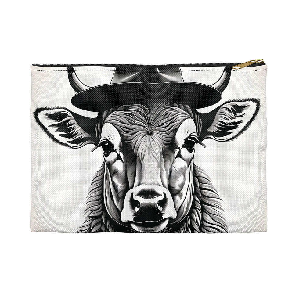 Thumbnail: Stylish Bull Accessory Pouch | Farmhouse Decor, Gift for Her, Travel Makeup Bag