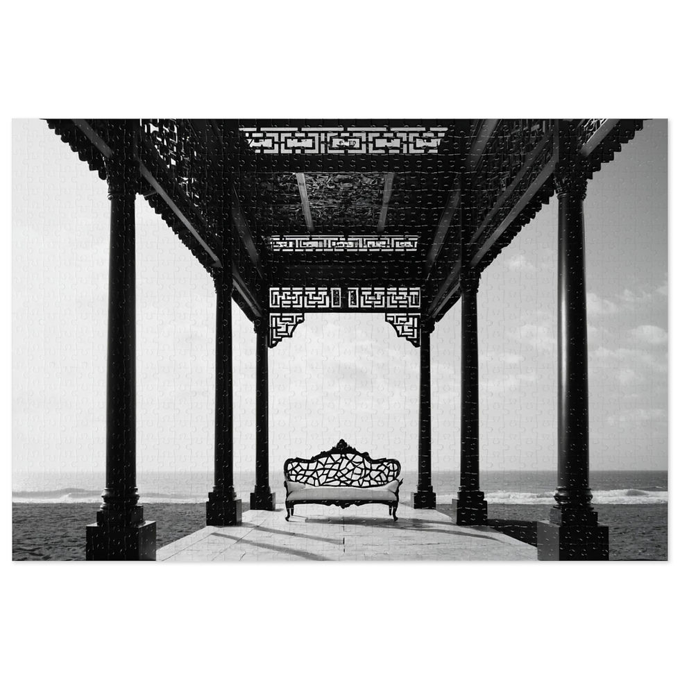 Thumbnail: Elegant Black & White Jigsaw Puzzle with Tin – Serene Home Décor